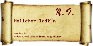 Melicher Irén névjegykártya